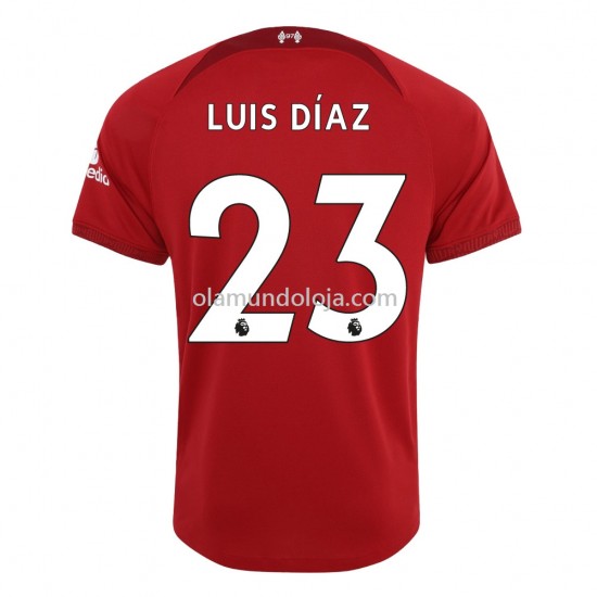 Camisola Liverpool Diaz 23 Equipamento Primeiro 2022-2023 Manga Corta